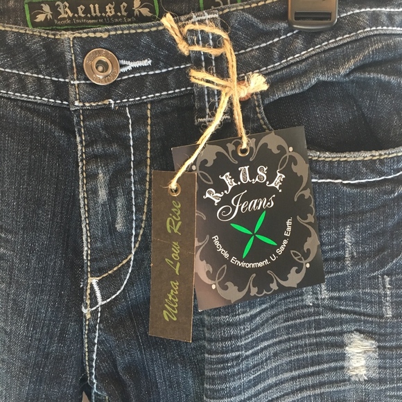 NEW Reuse Distressed Bootcut Jeans - Picture 2 of 7